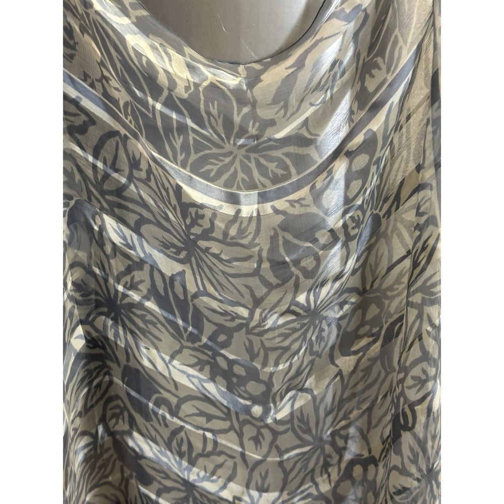 Silk Scarf By Rodier Floral Shear  32x32 Cream And Light Blue Beautifyl